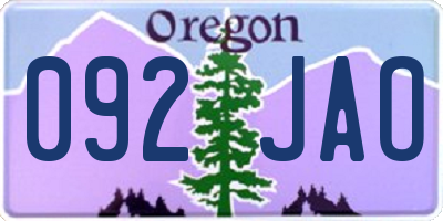 OR license plate 092JAO