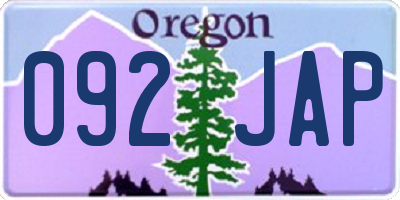 OR license plate 092JAP
