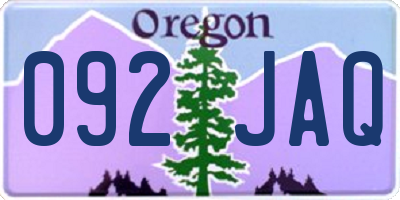 OR license plate 092JAQ