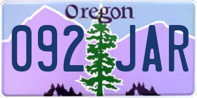 OR license plate 092JAR