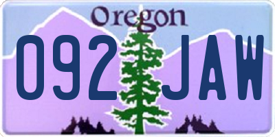 OR license plate 092JAW