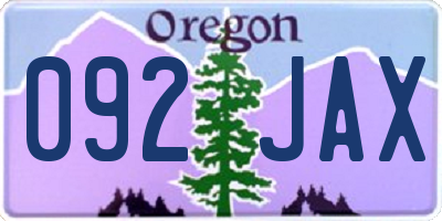 OR license plate 092JAX