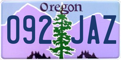 OR license plate 092JAZ