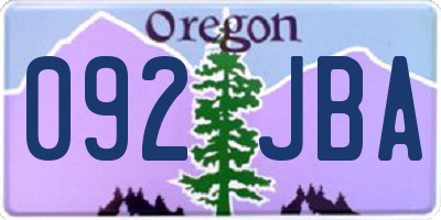 OR license plate 092JBA
