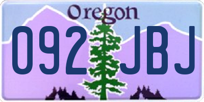 OR license plate 092JBJ