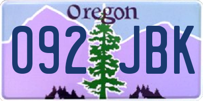 OR license plate 092JBK