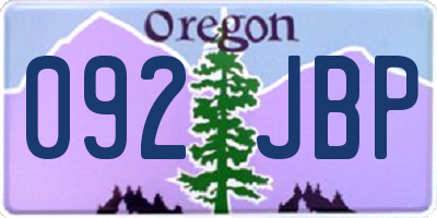 OR license plate 092JBP