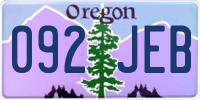 OR license plate 092JEB