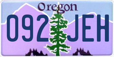 OR license plate 092JEH