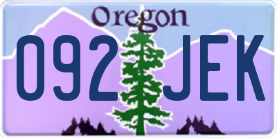 OR license plate 092JEK