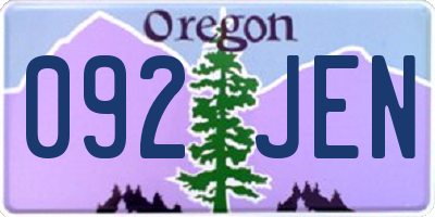 OR license plate 092JEN