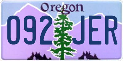 OR license plate 092JER