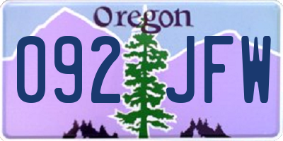 OR license plate 092JFW