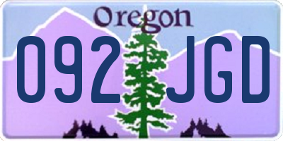 OR license plate 092JGD