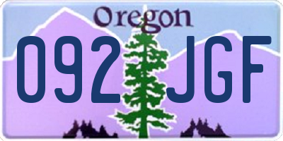 OR license plate 092JGF