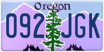 OR license plate 092JGK