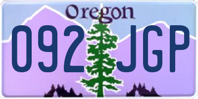 OR license plate 092JGP