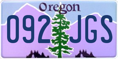 OR license plate 092JGS