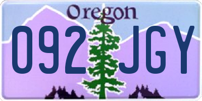OR license plate 092JGY