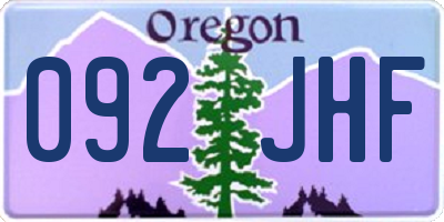 OR license plate 092JHF