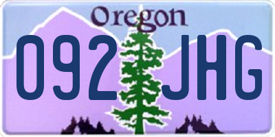 OR license plate 092JHG
