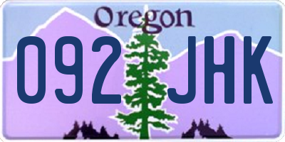 OR license plate 092JHK