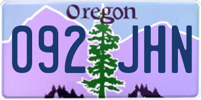 OR license plate 092JHN