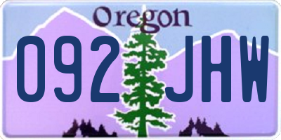 OR license plate 092JHW