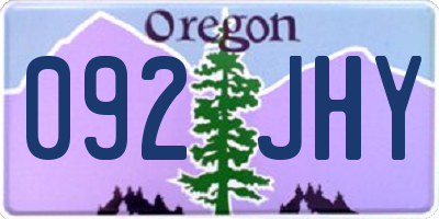 OR license plate 092JHY