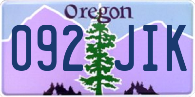 OR license plate 092JIK