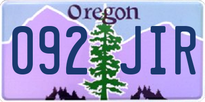 OR license plate 092JIR