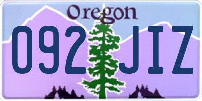 OR license plate 092JIZ