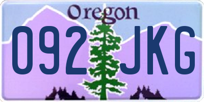 OR license plate 092JKG
