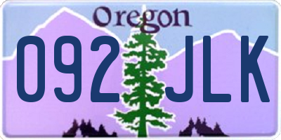 OR license plate 092JLK