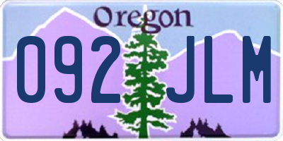 OR license plate 092JLM