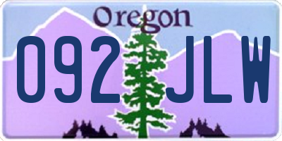 OR license plate 092JLW