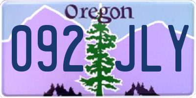OR license plate 092JLY