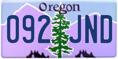 OR license plate 092JND