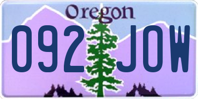 OR license plate 092JOW
