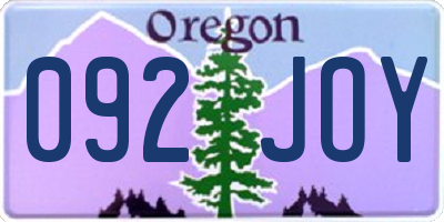 OR license plate 092JOY