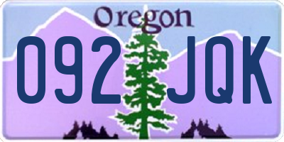 OR license plate 092JQK