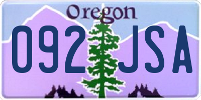 OR license plate 092JSA