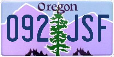 OR license plate 092JSF