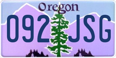 OR license plate 092JSG
