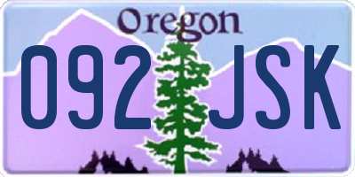 OR license plate 092JSK