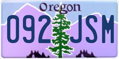 OR license plate 092JSM