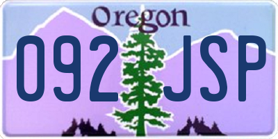 OR license plate 092JSP