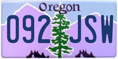 OR license plate 092JSW