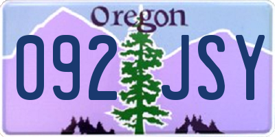 OR license plate 092JSY