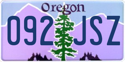 OR license plate 092JSZ
